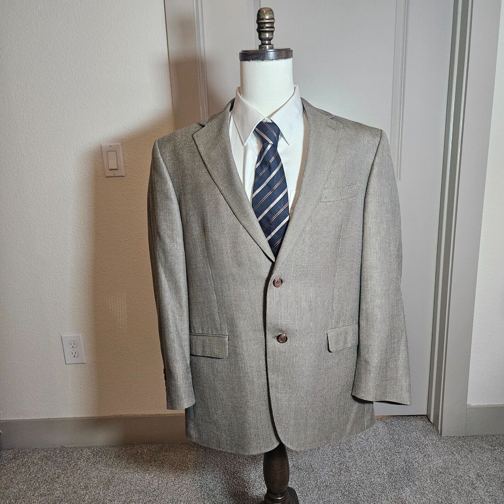 Lauren Ralph Lauren Suit‎ Blazer Sport Coat Men 42R - Silk Wool -Textured Tan